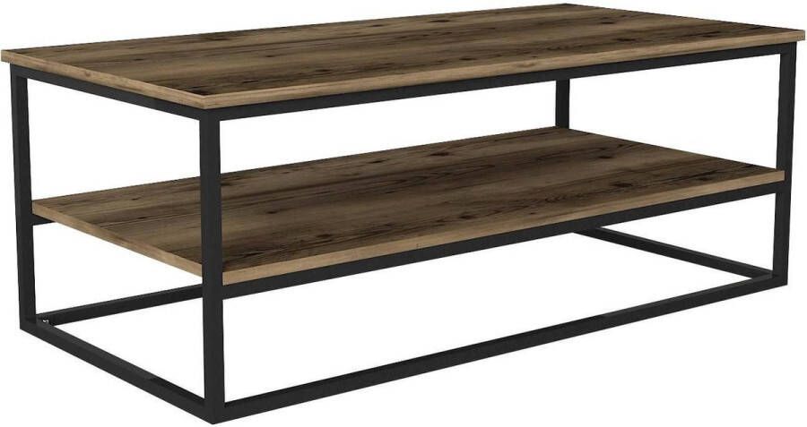 KAMYRA Industriële Salontafel Myko Donker Eik Hout Rechthoek 120x60x43cm
