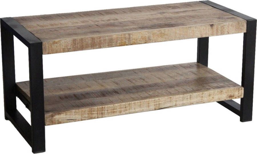 KAMYRA Industriële Salontafel Orsino Koffietafel Acacia Hout Zwart Metaal 100x45x45cm