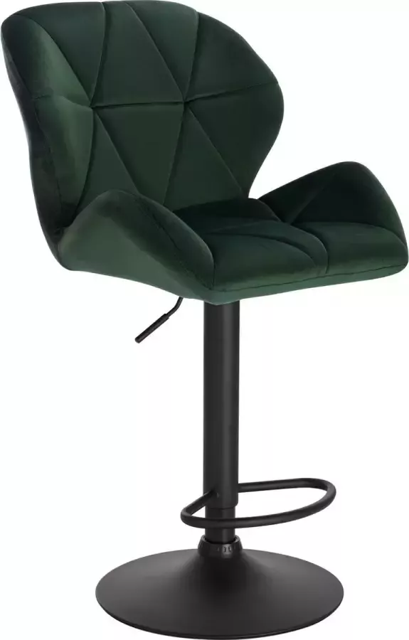 KAMYRA Industriële Velvet Barkruk Barstoelen met Rugleuning Verstelbare Zithoogte 60 82 cm – Donker Groen 38 x 35 cm