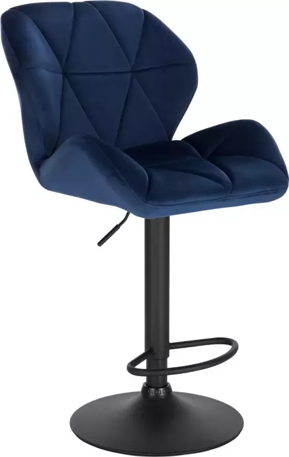 KAMYRA Industriële Velvet Barkruk Barstoelen met Rugleuning Verstelbare Zithoogte 60 82 cm – Marine Blauw 50 x 40 cm