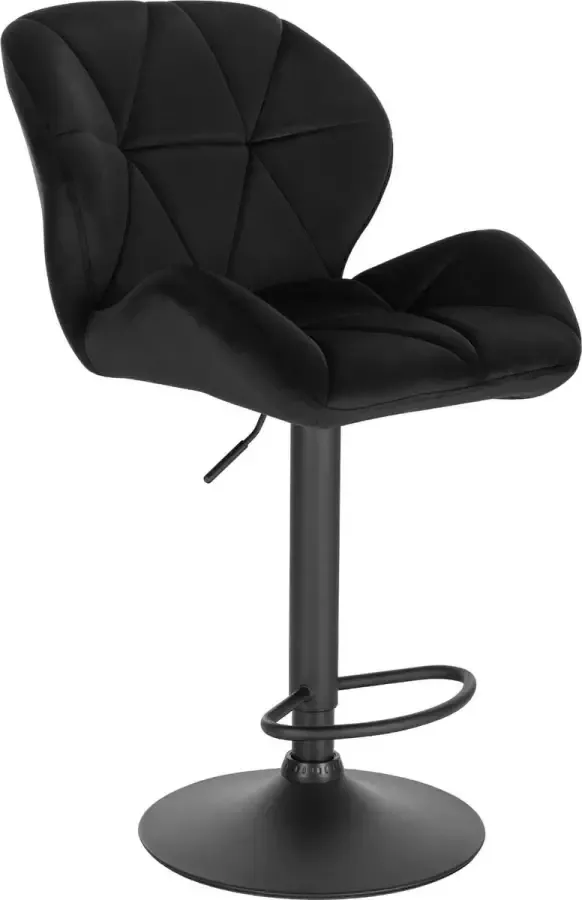 KAMYRA Industriële Velvet Barkruk Barstoelen met Rugleuning Verstelbare Zithoogte 60 82 cm – Zwart 50 x 40 cm