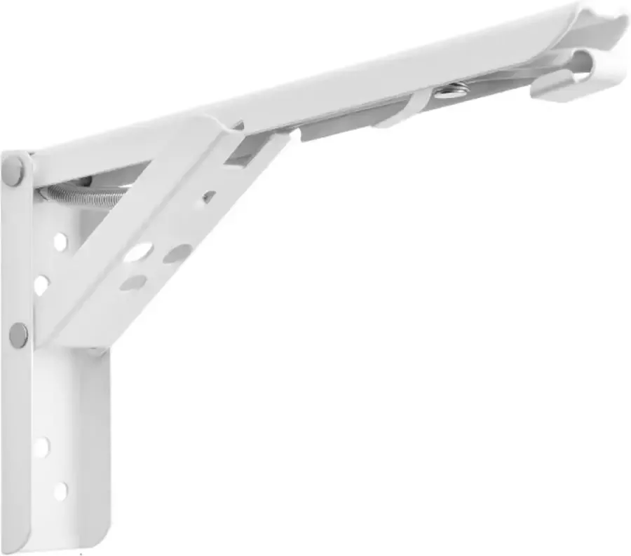 KAMYRA Inklapbare Plankdrager Opvouwbare Houder voor Wandplank Tot 50 kg 2 Stuks RVS Metaal Wit 33 5 x 13 x 3 cm
