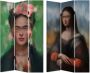 KAMYRA Kamerscherm Mona Lisa en Frida Canvas Hout 120x180x2.5cm - Thumbnail 1