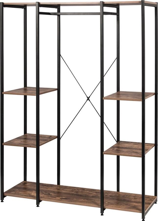 KAMYRA Kledingkast Kast Opbergkast Slaapkamer Woonkamer Multifunctioneel Stevig MDF 167x40x120 Bruin Zwart