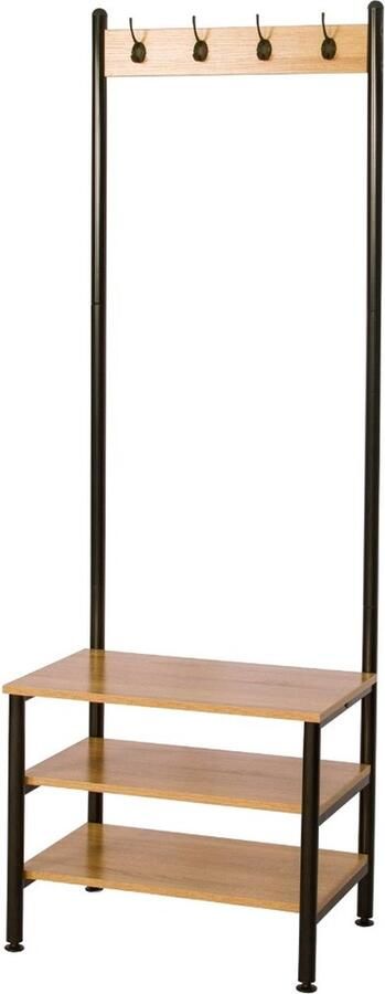 KAMYRA Kledingkast Kapstok met Schoenenrek Hout Halmeubel Gangkast Schoenenkast Voor Garderobe & Woonkamer MDF 60x37.5x175.5 cm