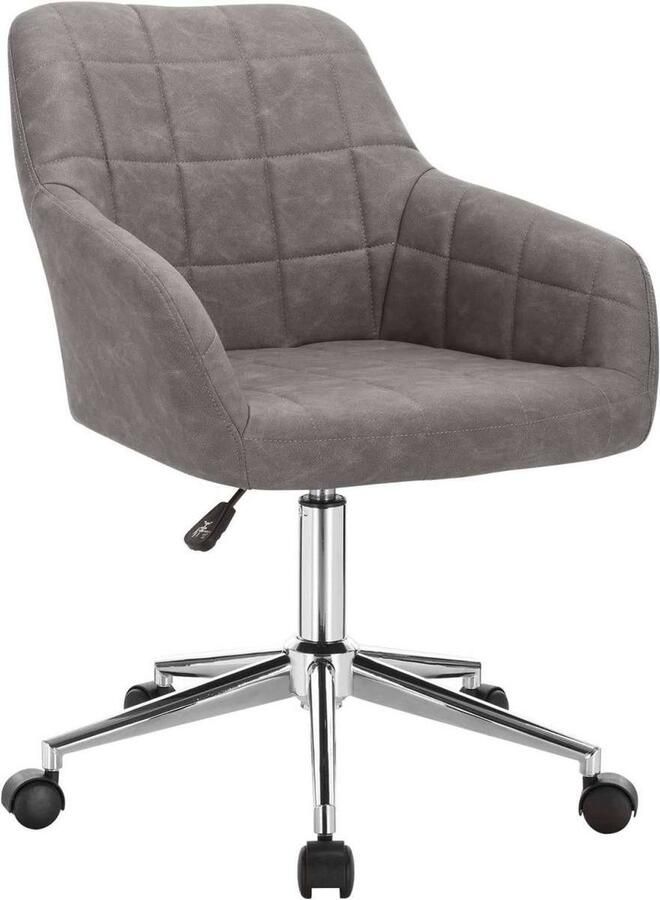 KAMYRA Kunstlederen Bureaustoel met Armleuning In Hoogte Verstelbaar Stoel Bureaustoelen Lichtgrijs
