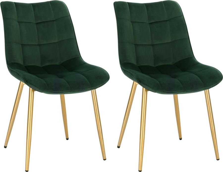 KAMYRA Luxe Velvet Eetkamerstoel Set van 2 Stoelen Ergonomisch Met Stoelpoot Beschermers Kuipstoel Donkergroen