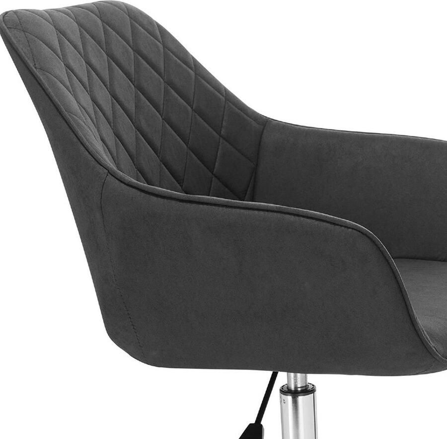 KAMYRA Stoffen Bureaustoel met Armleuning In Hoogte Verstelbaar Stoel Bureaustoelen Antraciet