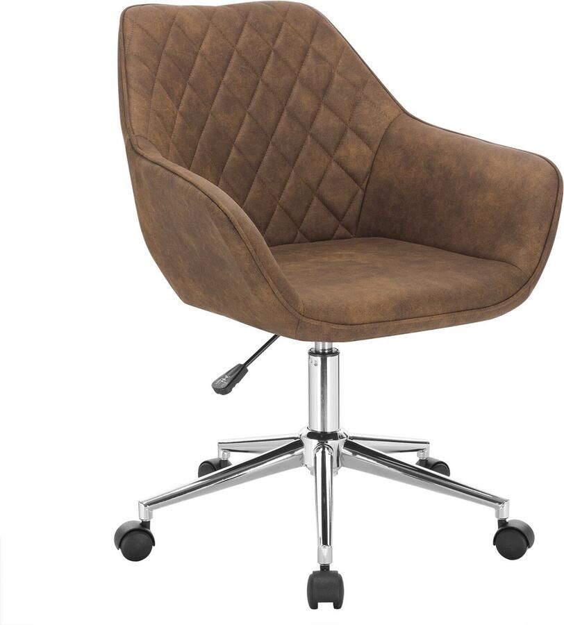KAMYRA Stoffen Bureaustoel met Armleuning In Hoogte Verstelbaar Stoel Bureaustoelen Bruin