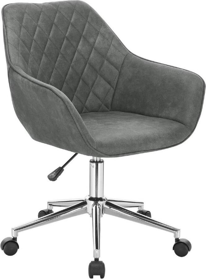 KAMYRA Stoffen Bureaustoel met Armleuning In Hoogte Verstelbaar Stoel Bureaustoelen Donkergrijs