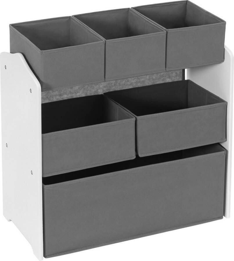 KAMYRA Kast Voor Kinderen Opbergkast Met Compartimenten Kinderkast 6 Compartimenten Kinderkamer MDF Stof Grijs Wit 63x39.5x60 cm