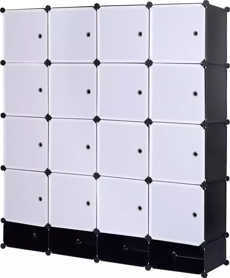 KAMYRA Kledingkast Kast Opbergkast Slaapkamer Woonkamer Multifunctioneel Stevig Plastic Staal 165 x 148 x 35 cm Zwart