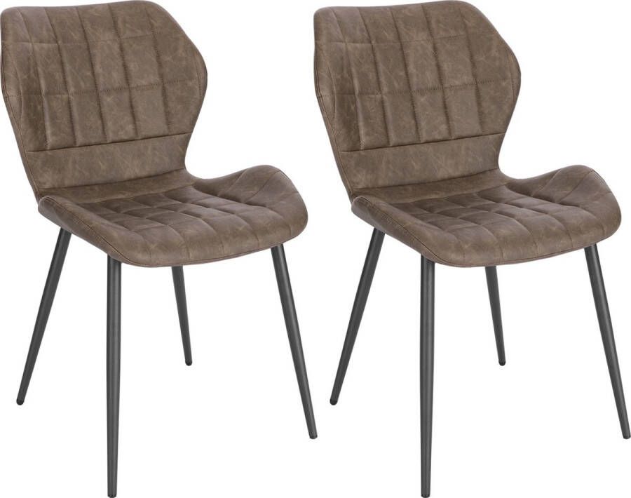 KAMYRA Kunstlederen Eetkamerstoelen Eetkamerstoel Stijlvol Ergonomisch & Comfortabel Set van 2 Donkerbruin