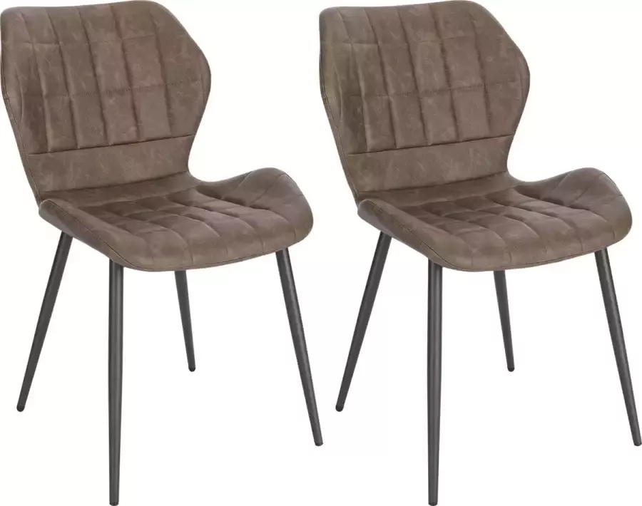 KAMYRA Kunstlederen Eetkamerstoelen Eetkamerstoel Stijlvol Ergonomisch & Comfortabel Set van 2 Donkerbruin