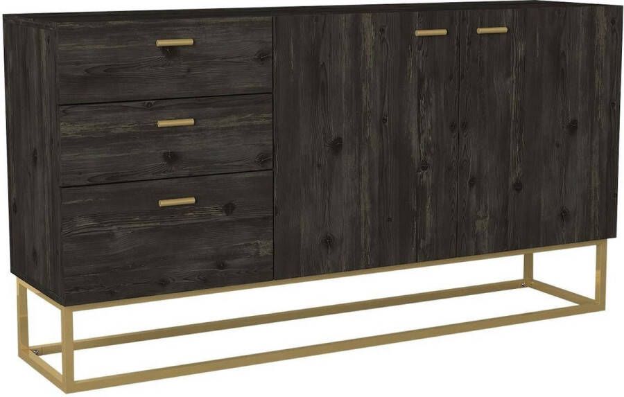 KAMYRA Landelijk Dressoir Mykonos Ladekast Opbergkast Wenge Brons 150x37x80cm