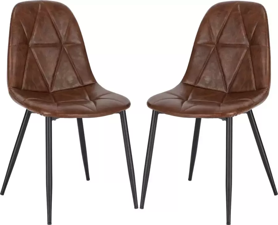 KAMYRA Lederen Eetkamerstoelen Eetkamerstoel Stijlvol Ergonomisch & Comfortabel Set van 2 Lichtbruin 44x43x82 cm