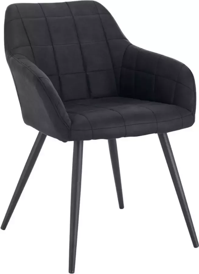 KAMYRA Luxe Eetkamerstoel met Armleuning Eetkamerstoelen Stoel Kuipstoel Loungestoel 49x43x81 cm Antraciet