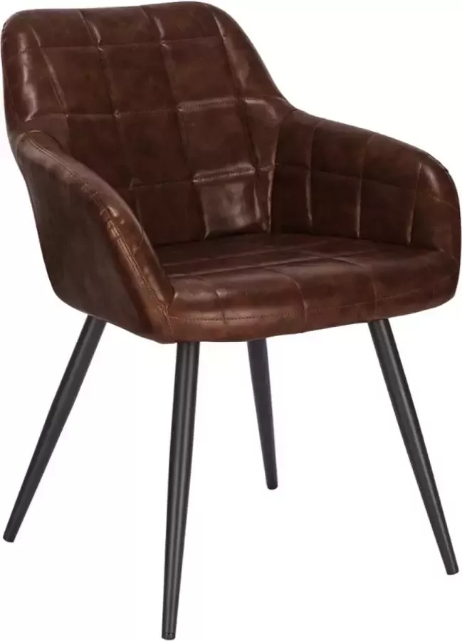 KAMYRA Luxe Eetkamerstoel met Armleuning Eetkamerstoelen Stoel Kuipstoel Loungestoel 49x43x81 cm Bruin