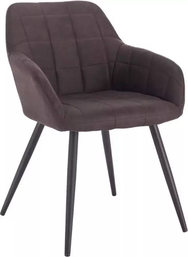 KAMYRA Luxe Eetkamerstoel met Armleuning Eetkamerstoelen Stoel Kuipstoel Loungestoel 49x43x81 cm Donkergrijs