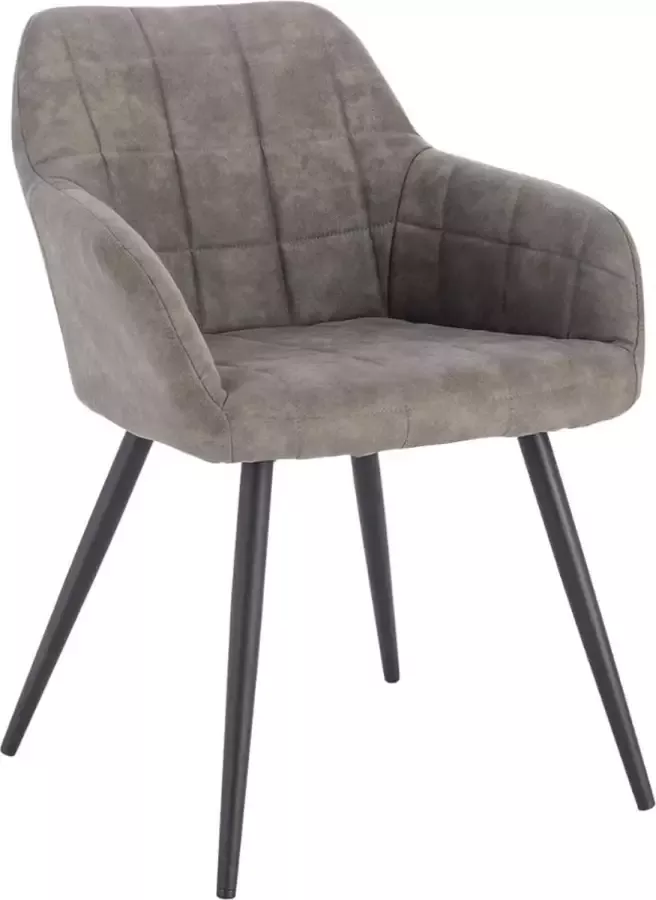 KAMYRA Luxe Eetkamerstoel met Armleuning Eetkamerstoelen Stoel Kuipstoel Loungestoel 49x43x81 cm Grijs