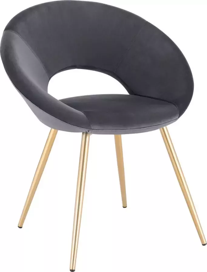 KAMYRA Luxe Eetkamerstoel van Velvet Ergonomisch & Met Armleuning 1 stuk Eetkamerstoelen voor bij de Eettafel Zwart