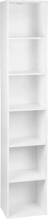 KAMYRA Minimalistische Boekenkast met 6 Lagen Boekenkasten Boekenrek Opbergkast MDF Hout 30x24x158.4 cm Licht Eiken
