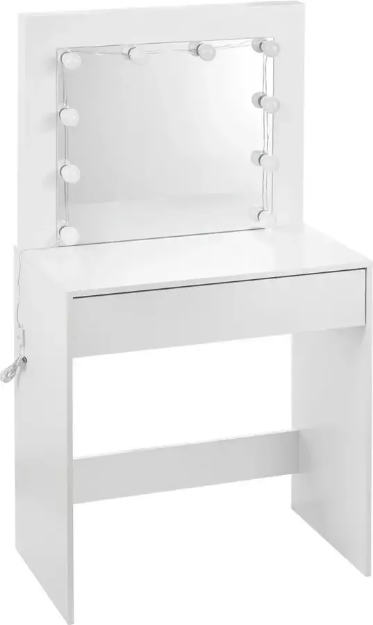 KAMYRA Minimalistische Kaptafel met Spiegel Toilettafel Make Up Tafel Voor Kinderen & Meisjes 80x40x140 cm Wit