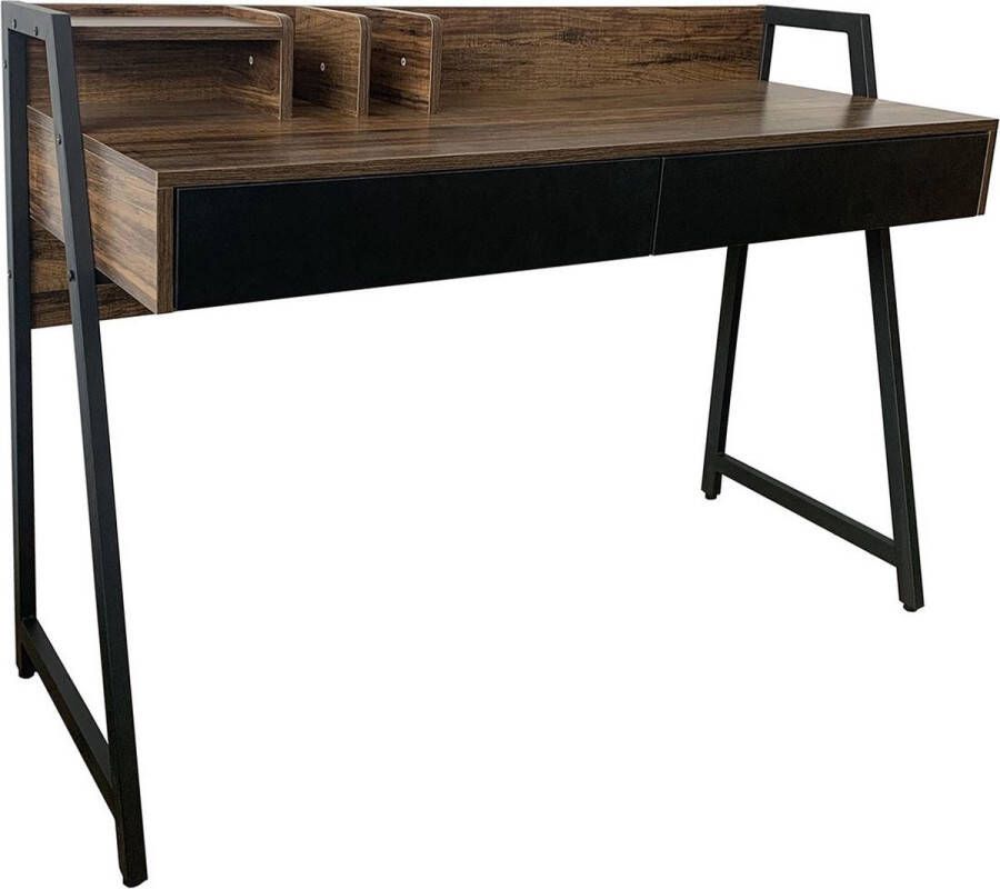 KAMYRA Modern Bureau Everet Met Opbergruimte Donker Eik 120x48x88cm