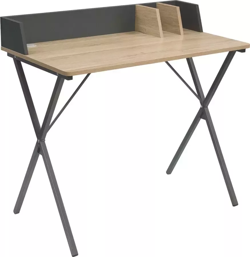 KAMYRA Modern Bureau met Lades Computertafel Bureautafel Geschikt voor Werken & Gaming Licht Eik 90x50x73 cm