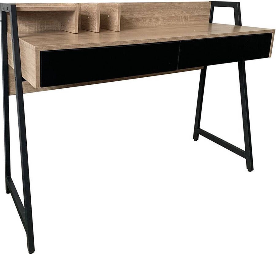 KAMYRA Modern Bureau met Lades Everet Kantoor Slaapkamer Licht Eik Hout Zwart 120x48x88cm