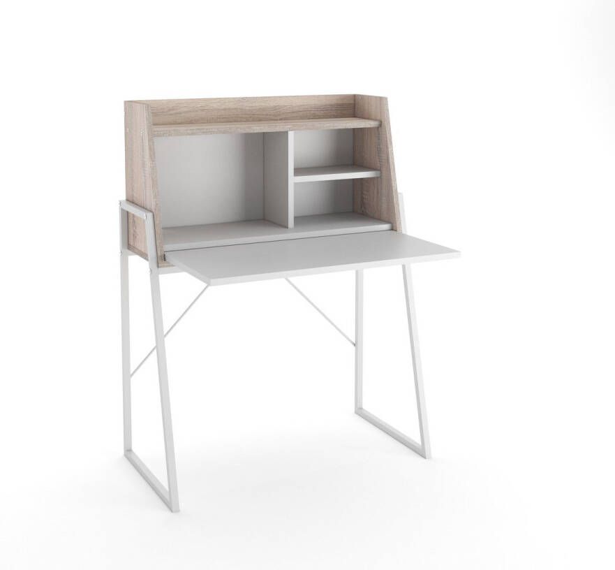 KAMYRA Modern Inklapbaar Bureau Mila Licht Eik Hout Wit 84x46x110cm