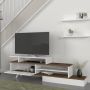 KAMYRA Modern Tv-Meubel Kevin Staande TV-kast met Wandplanken Wit Walnoot 180x29.6x51.8cm - Thumbnail 1