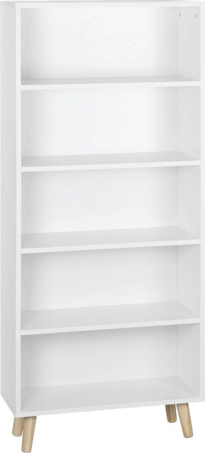 KAMYRA Moderne Boekenkast Opbergkast Boekenrek Hout 60×24×144 cm Wit