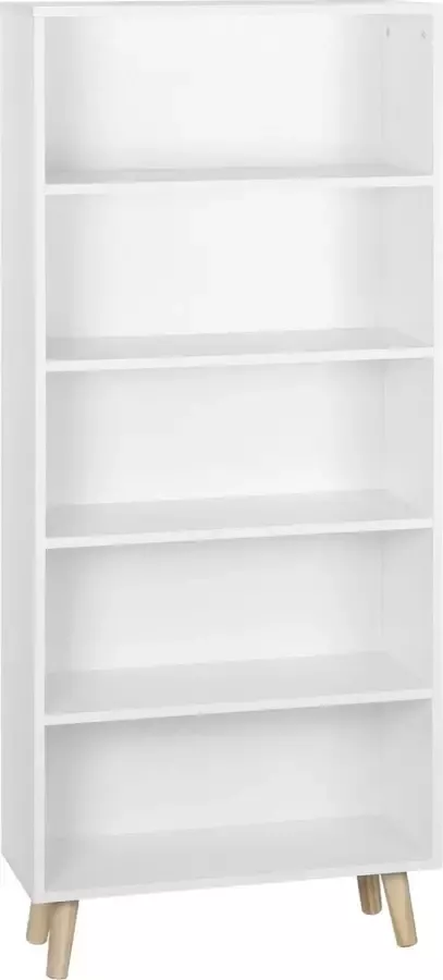 KAMYRA Moderne Boekenkast Opbergkast Boekenrek Hout 60×24×144 cm Wit