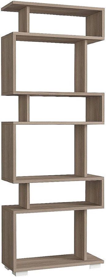 KAMYRA Moderne Boekenkast Osmond 6 Boekenplanken Vakkenkast Open Kast Licht Eik 60x20x157cm