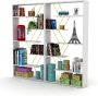 KAMYRA Moderne Boekenkast Tars Met 6 Boekenplanken Wit Geel 84x22x157cm - Thumbnail 1