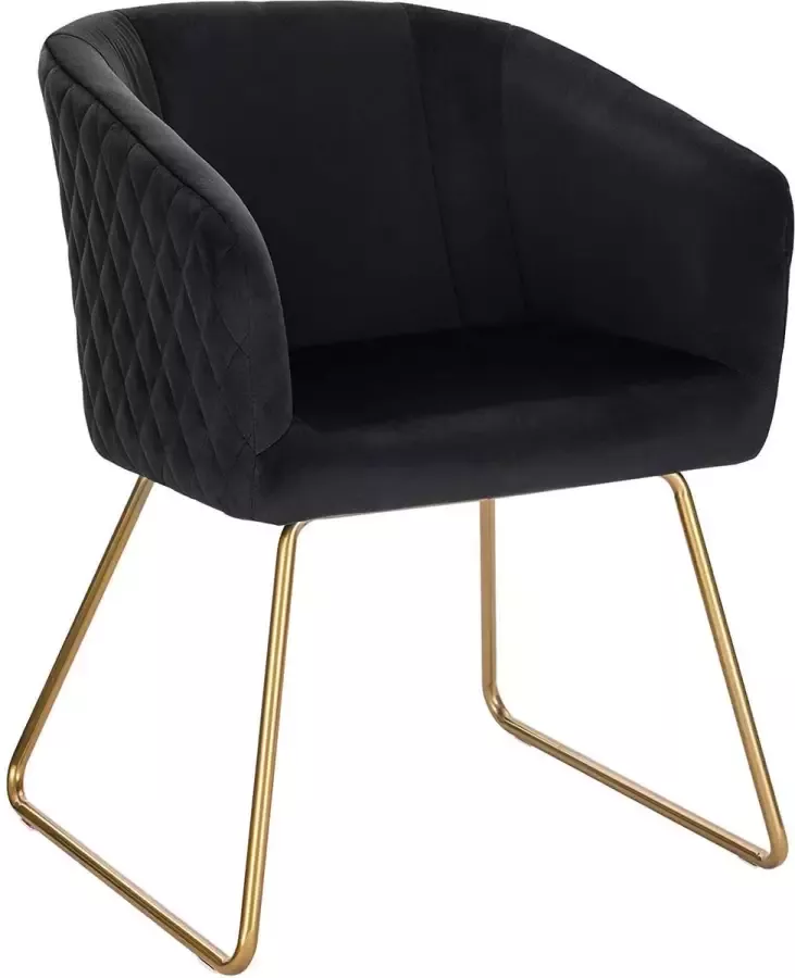 KAMYRA Moderne Eetkamerstoel met Armleuning Velvet Eetkamerstoelen Stoel Voor Eettafel 54x54x76.5 cm Zwart