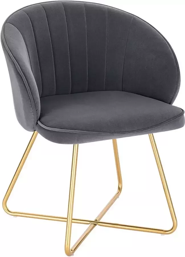 KAMYRA Moderne Eetkamerstoel met Armleuning Velvet Eetkamerstoelen Stoel Voor Eettafel Donker Grijs