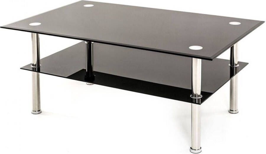 KAMYRA Moderne Salontafel Moch Koffietafel Rechthoek Glas Metaal Zwart 110x60x43cm