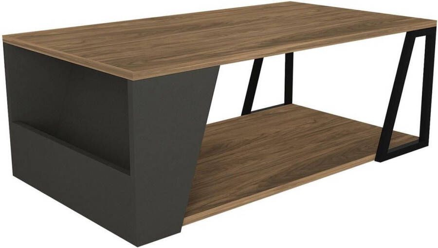 KAMYRA Moderne Salontafel Tinos Koffietafel Rechthoek Donker Eik Hout Antraciet 100x55x36cm