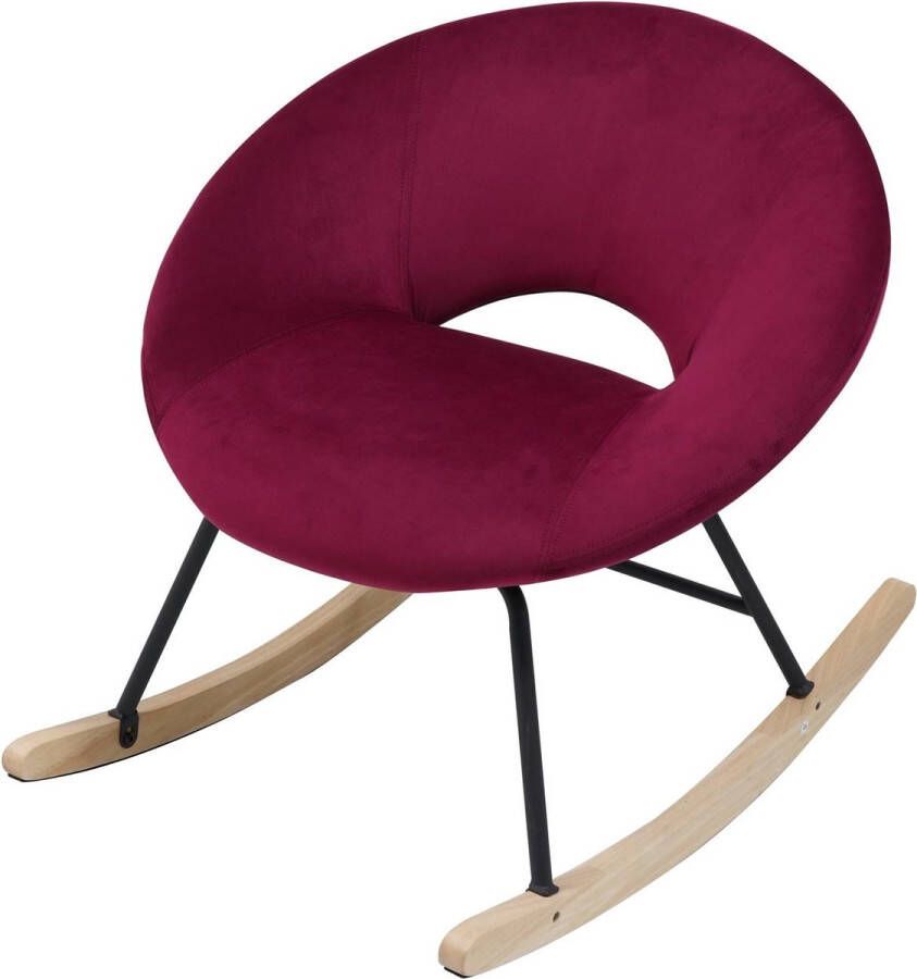 KAMYRA Moderne Schommelstoel Amalia Loungestoel Eetkamerstoel Velvet Bordeaux 73.5x85x73cm