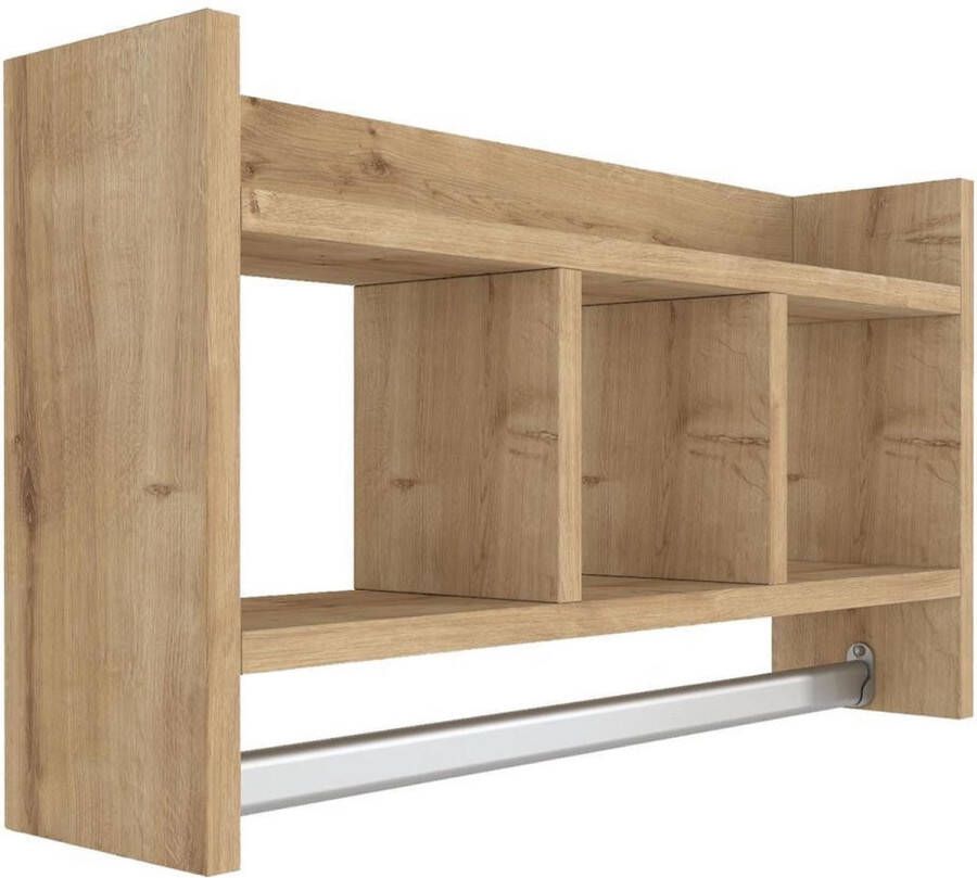 KAMYRA Moderne Wandplank Draper Boekenplank Boekenkast Licht Eik 64x14x35cm