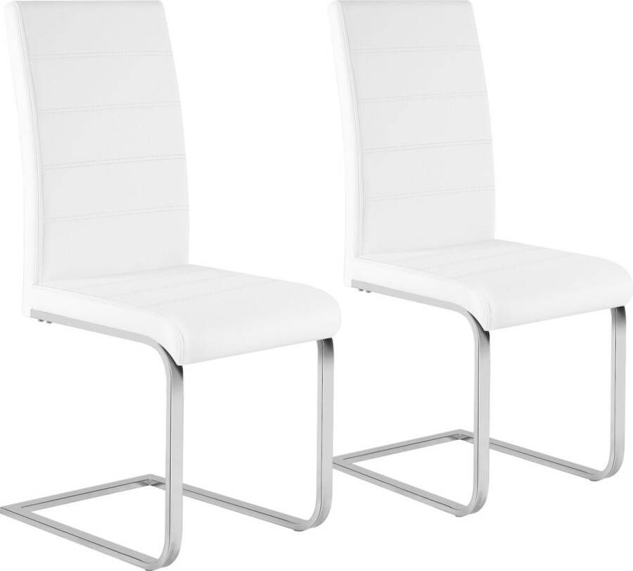 KAMYRA Set van 2 Kunstlederen Eetkamerstoelen Eetkamerstoel Stijlvol Ergonomisch & Comfortabel Wit