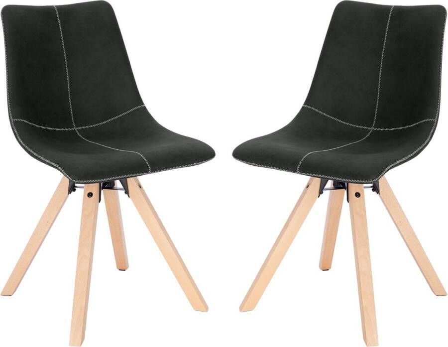 KAMYRA Set van 2 Kunstlederen Eetkamerstoelen Eetkamerstoel Stoel Loungestoel 45x54x81.5 cm Antraciet