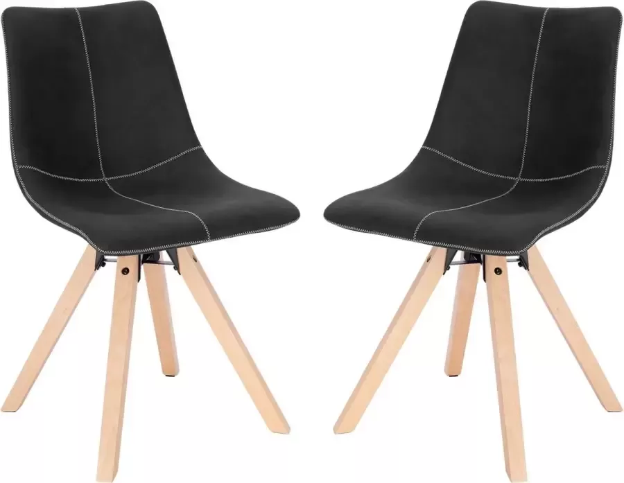 KAMYRA Set van 2 Kunstlederen Eetkamerstoelen Eetkamerstoel Stoel Loungestoel 45x54x81.5 cm Antraciet