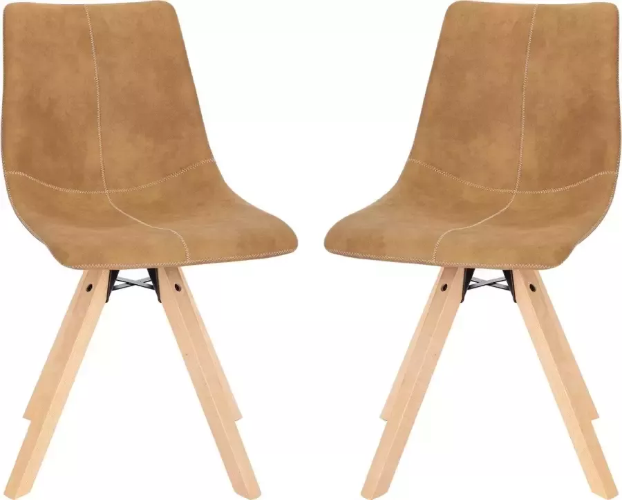 KAMYRA Set van 2 Kunstlederen Eetkamerstoelen Eetkamerstoel Stoel Loungestoel 45x54x81.5 cm Bruin