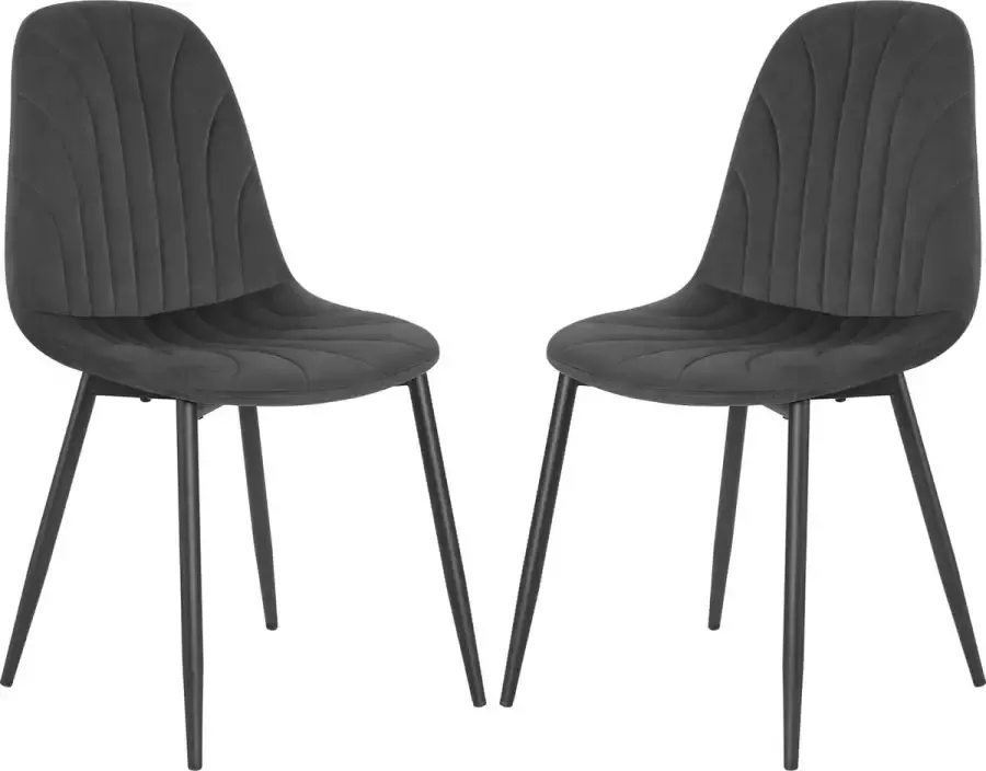 KAMYRA Set Van 2 Velvet Eetkamerstoelen Eetkamerstoel Stijlvol Ergonomisch & Comfortabel Donkergrijs