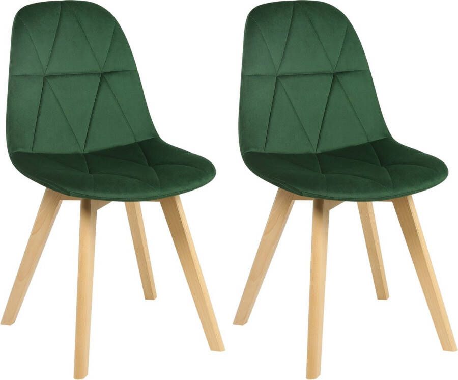 KAMYRA Set Van 2 Velvet Eetkamerstoelen Eetkamerstoel Stijlvol Ergonomisch & Comfortabel Donkergroen