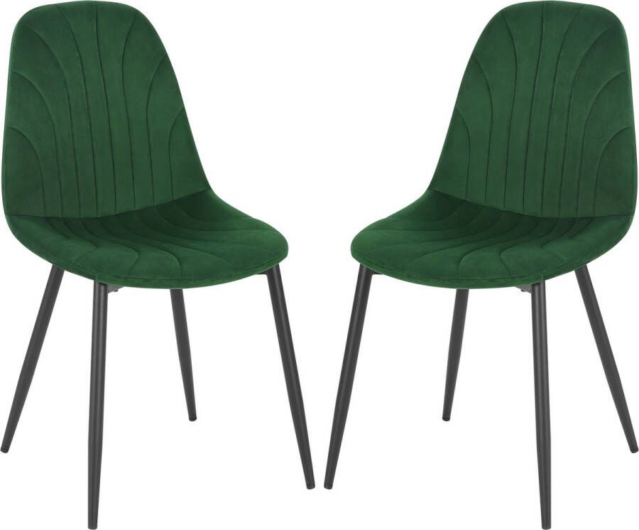 KAMYRA Set Van 2 Velvet Eetkamerstoelen Eetkamerstoel Stijlvol Ergonomisch & Comfortabel Groen