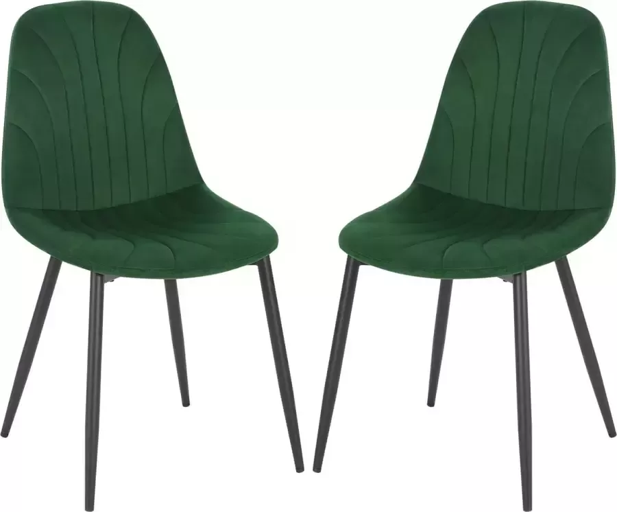 KAMYRA Set Van 2 Velvet Eetkamerstoelen Eetkamerstoel Stijlvol Ergonomisch & Comfortabel Groen